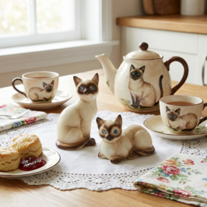 Vintage Jeweled-Eye Siamese Cats Salt & Pepper Shakers